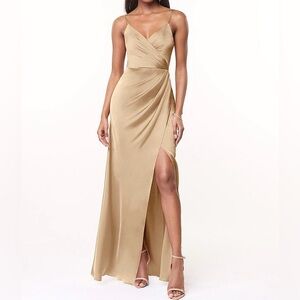 Azazie Gold Maxi Dress